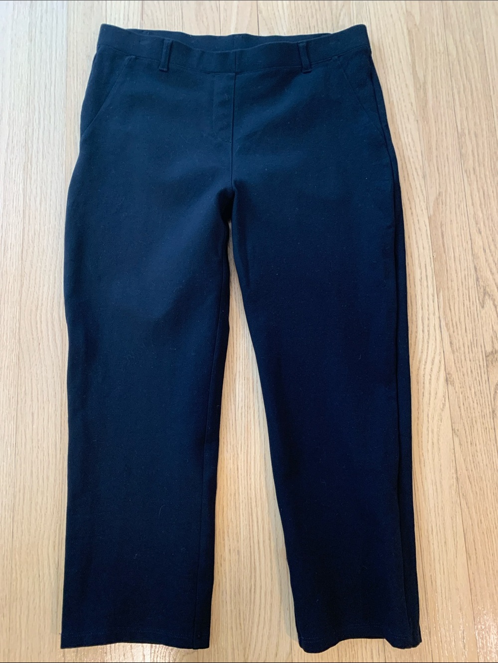 Quince Ultra Stretch Ponte Straight Leg Cropped Pull On Pant Black Large